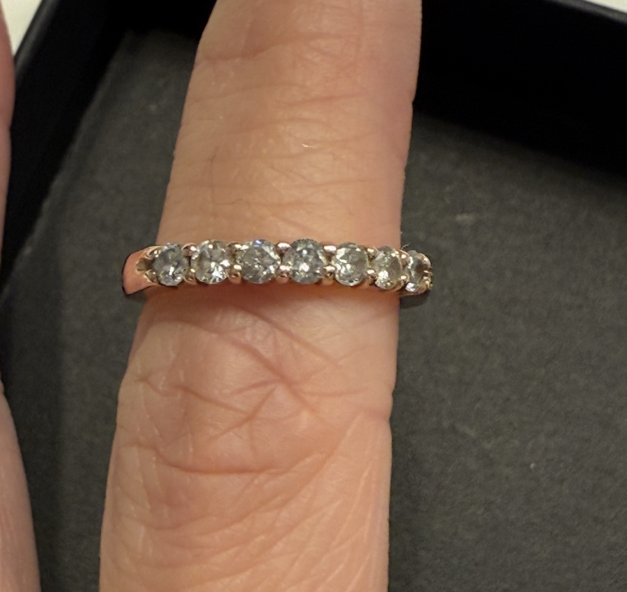 Natural diamond band, .52 ctw in 14k RG size 5.25